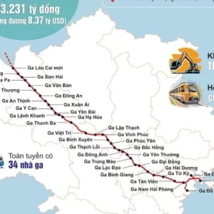 Tuyến đường sắt Lào Cai - Hà Nội - Hải Phòng có tổng chiều dài khoảng 419 km