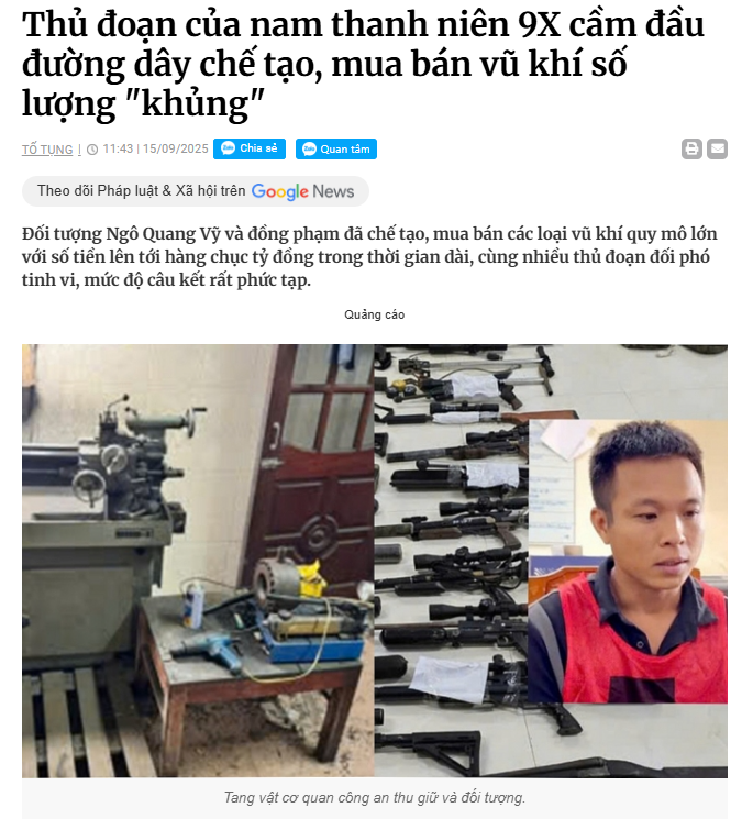 ngô quang vỹ sản xuất buôn bán vũ khí